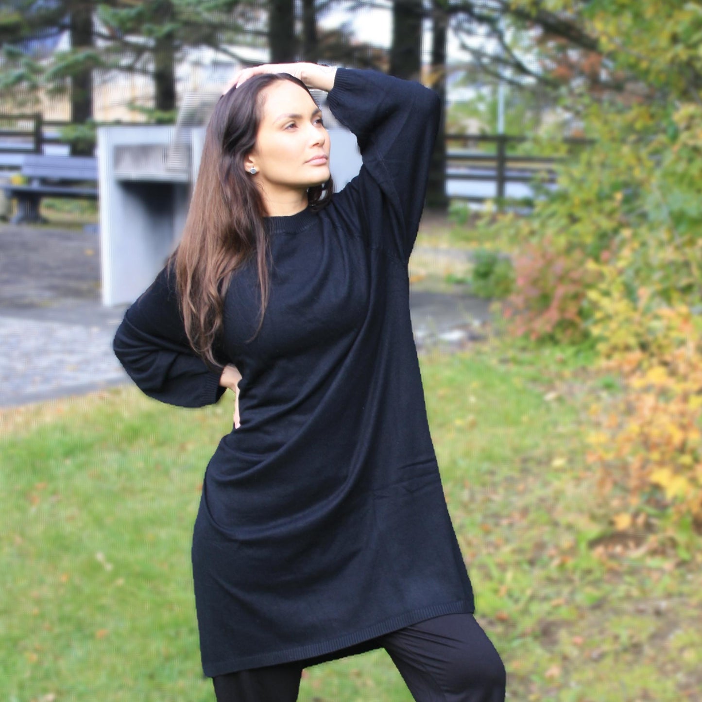 Þunn prjónaður oversize kjóll
