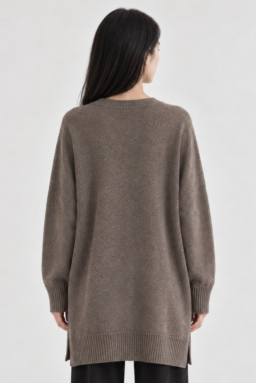Noomi hálfsíð hneppt oversized peysa