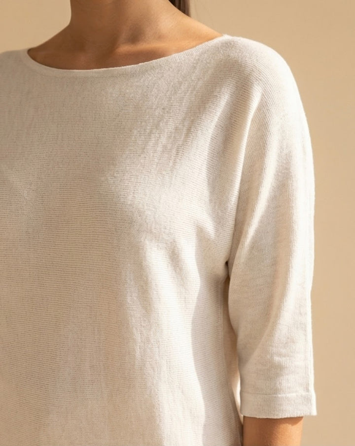 Chatrina Poncho Toppur með kvart ermum, Oat