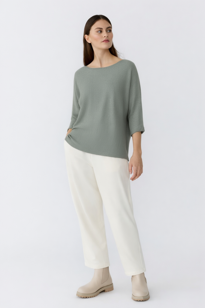 Chatrina Poncho Toppur með kvart ermum, Khaki