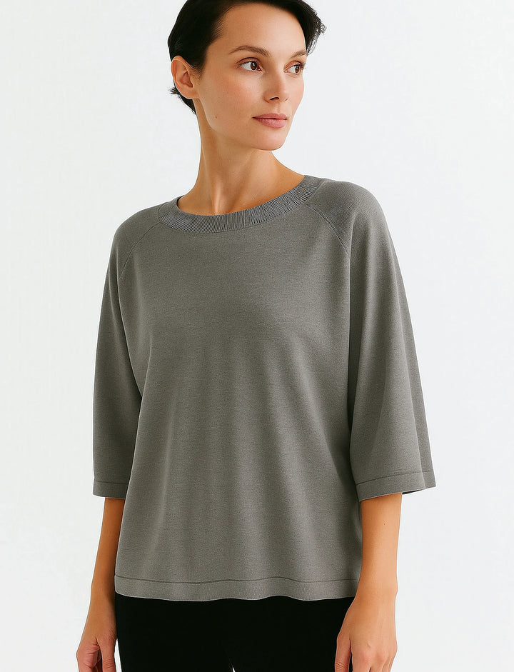 Þunn prjónuð (t-shirt) peysa steingrá - 30%afsláttur