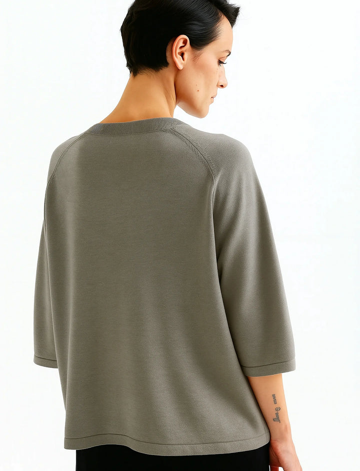 Þunn prjónuð (t-shirt) peysa steingrá - 30%afsláttur