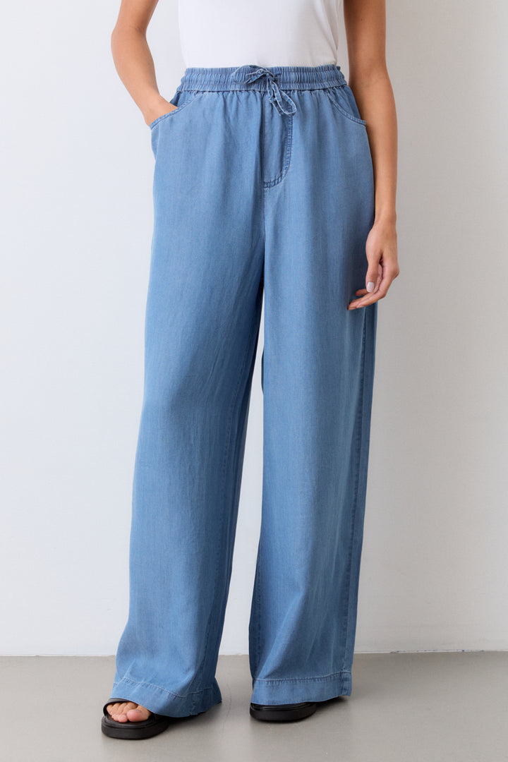 Beinar buxur denim bláar