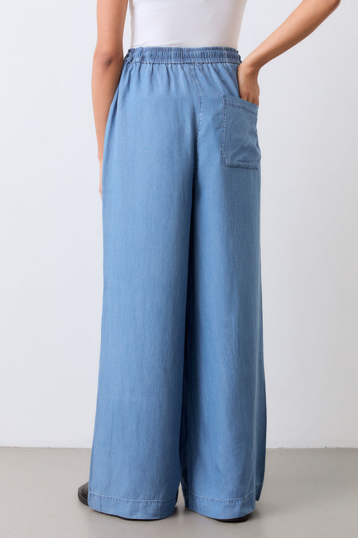 Beinar buxur denim bláar
