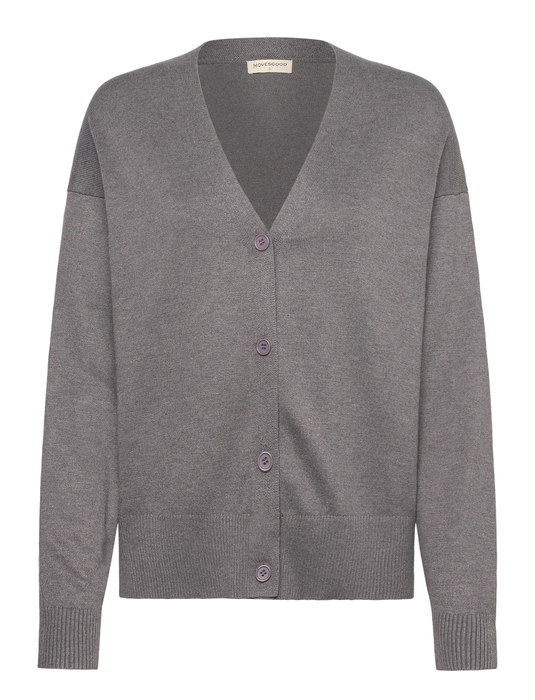 Þunn prjónuð klassísk hneppt peysa steingrá