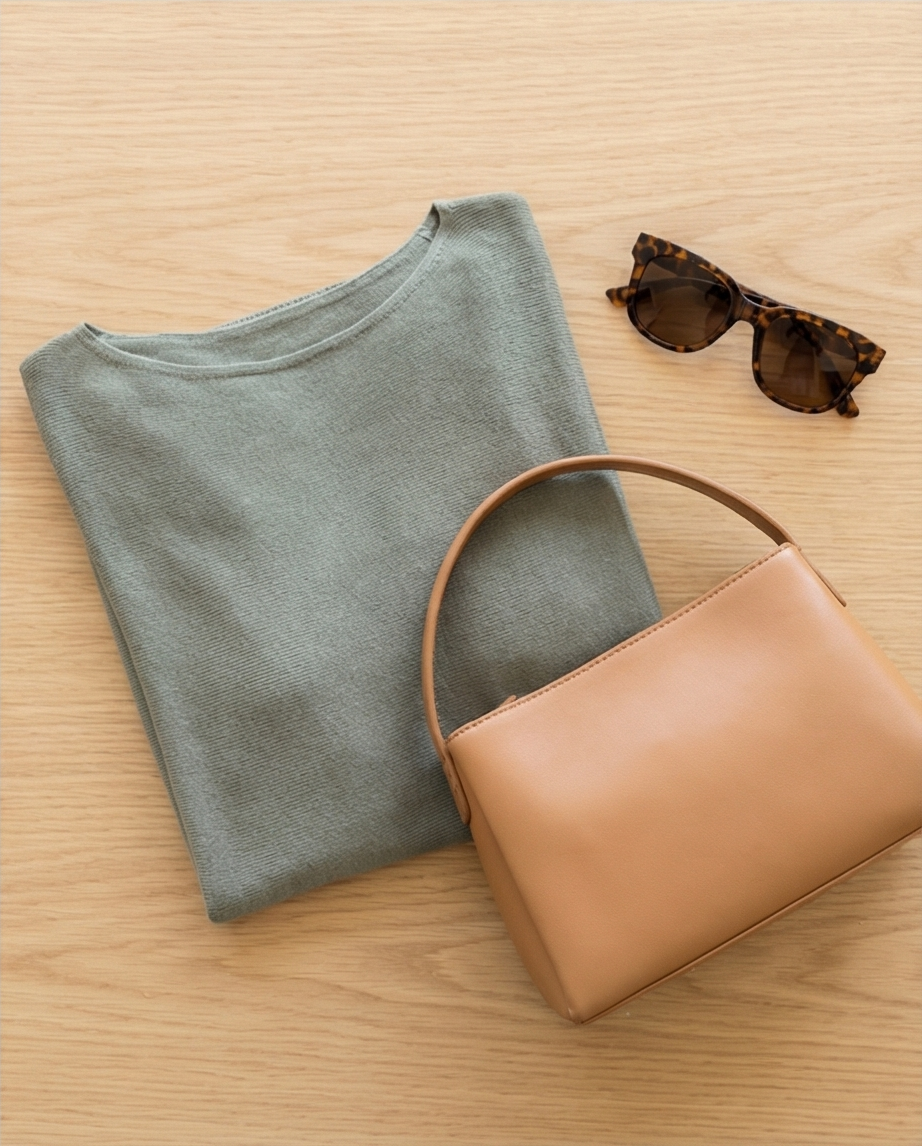 Chatrina Poncho Toppur með kvart ermum, Khaki