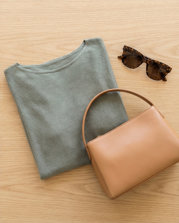 Chatrina Poncho Toppur með kvart ermum, Khaki