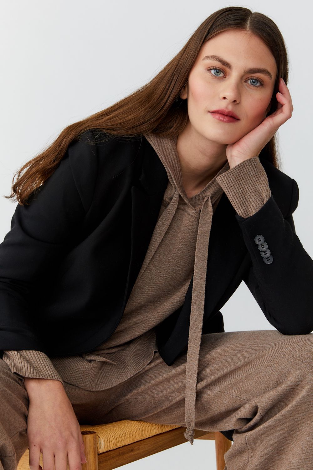 Bambus og cashmere hettupeysa